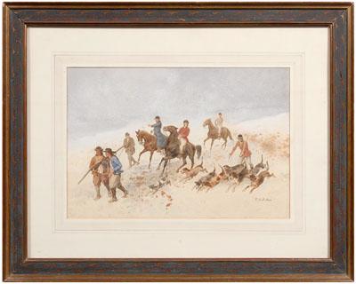 Paul de Katow hunting watercolor  93a05