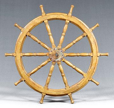 Painted wood and brass ship s wheel  93a0d