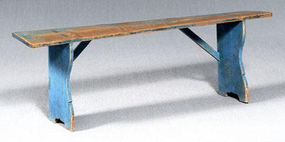 Blue painted pine bucket bench  93a2a