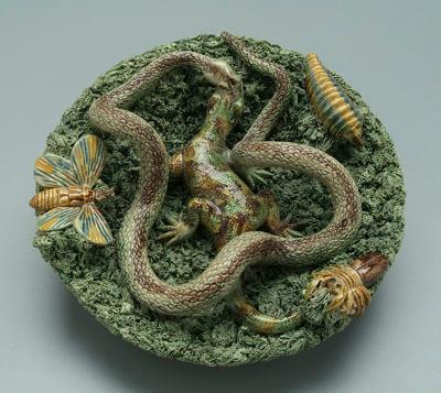 Palissy style majolica figural