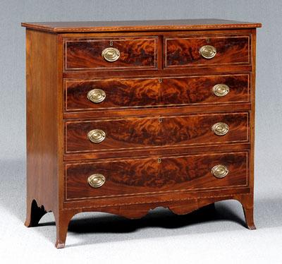 Federal style mahogany inlaid chest,