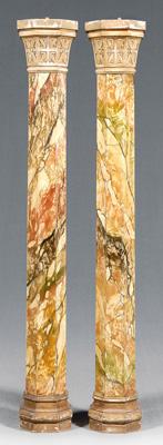 Pair painted wooden columns: each