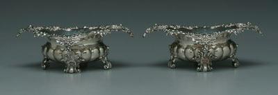 Pair ornate sterling dishes: oval
