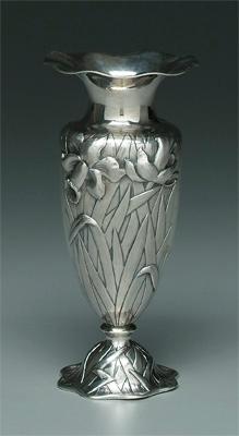 Sterling flower vase, round urn