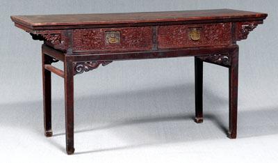 Chinese two drawer altar table,