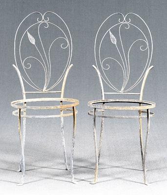 Pair galvanized iron patio chairs: