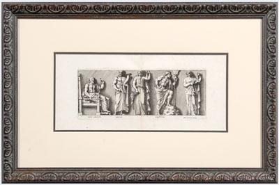 Five classical figure engravings: after