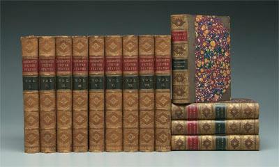 Two sets leather bound books nine 93b10