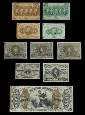 Ten pieces U S fractional currency  93b15