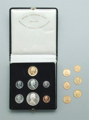 Seven world gold coins: two British