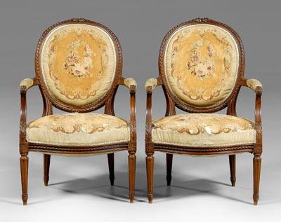 Pair Louis XVI style armchairs: