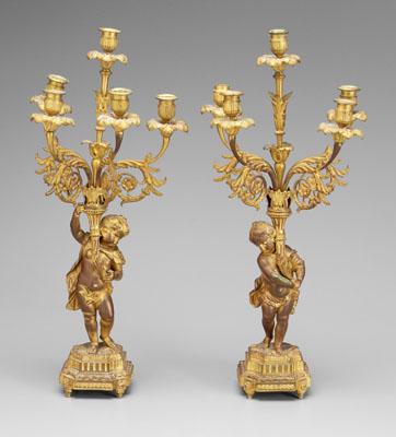 Pair bronze dore candelabra finely 9376b