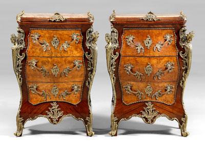Pair Louis XV style commodes: each