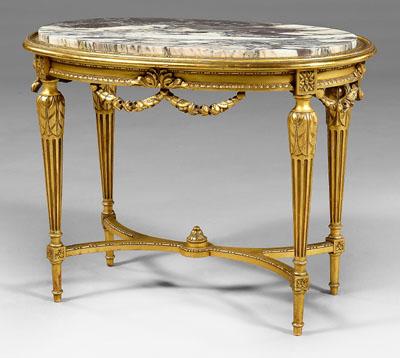 Louis XVI style center table, purple-to-ivory