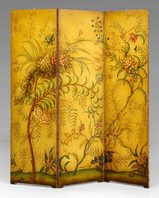 Painted leather folding room screen  93788