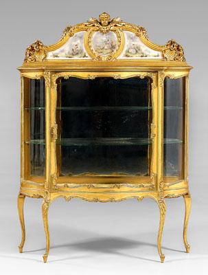 Louis XV style carved gilt vitrine,