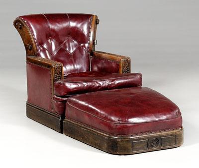 Arts and Crafts oak chair ottoman  937b7