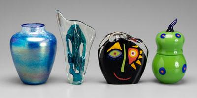 Four pieces contemporary art glass:
