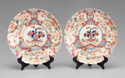 Pair Japanese Imari chargers floral 937da