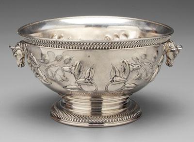 Silver plated center bowl, horse
