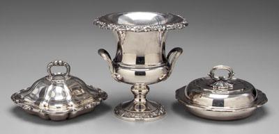Three silver plated items urn 937e8