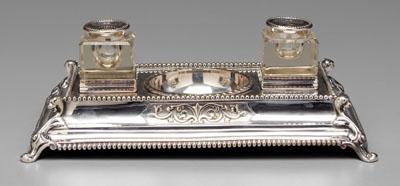 Silver plated standish, stepped