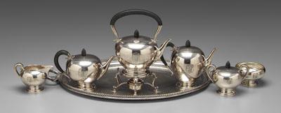 Six-piece sterling tea service: