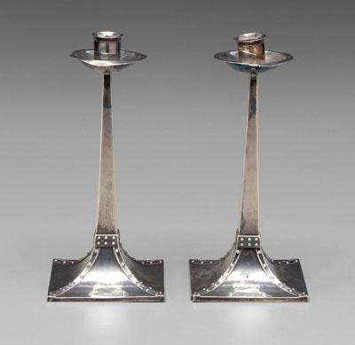 Pair English silver candlesticks  937f8