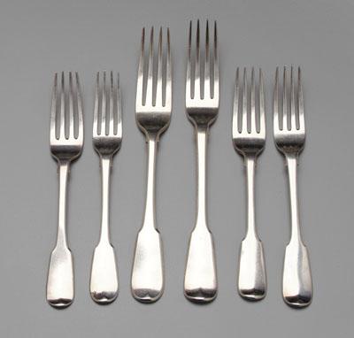 Twelve English silver forks upturned 9380a