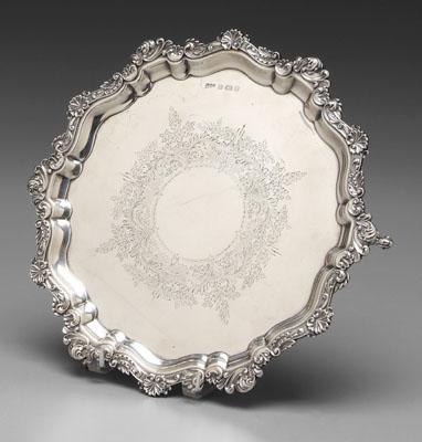 Elkington English silver tray, round