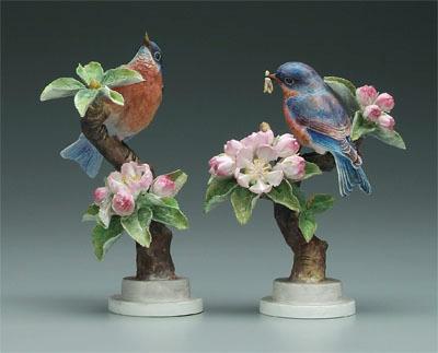 Two Doughty bird figurines bluebirds 9383c