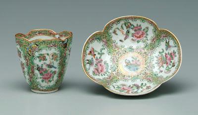 Chinese famille rose cup and saucer  9385a