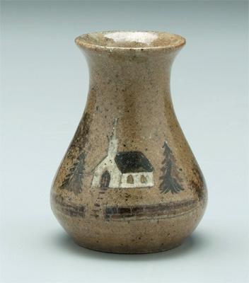 Hilton pottery vase, church and