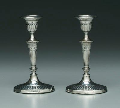 Pair English silver candlesticks: