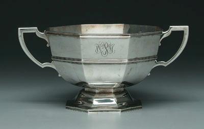 English silver center bowl, paneled