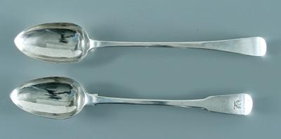 Two English silver spoons, London,