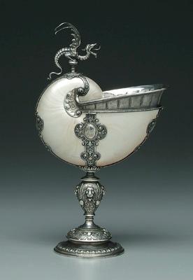 Silver mounted nautilus cup, Continental