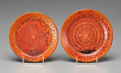 Pair Seagrove pottery plates speckled 93d16