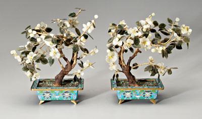 Pair Chinese hardstone trees papier 93d57