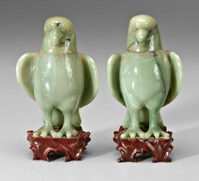 Pair Chinese hardstone eagles  93d5d