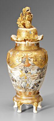 Japanese satsuma lidded vase molded 93d62