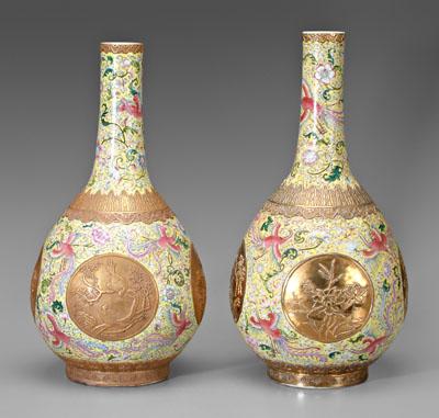Pair Chinese famille rose bottle 93d63