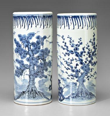 Pair Chinese blue and white vases: