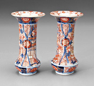 Pair Japanese Imari vases trumpet 93d75