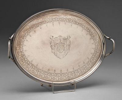 George III English silver tray, oval