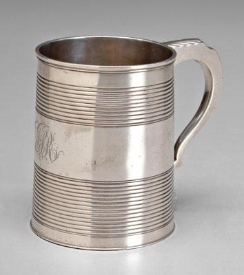 George III silver mug, banded tapering