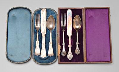 Two silver cased youth sets: each