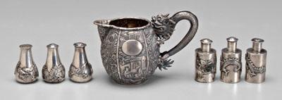 Seven pieces Chinese export silver: