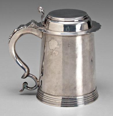 New York coin silver tankard, stepped