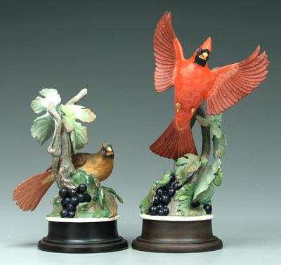Two Boehm bird figurines: cardinals